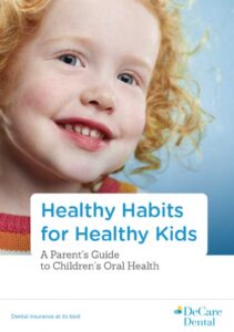 Brochure cover for healthy oral health habits for kids