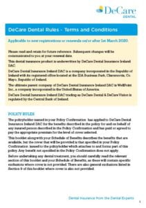 Image with DeCare Dentals terms and conditions outlined