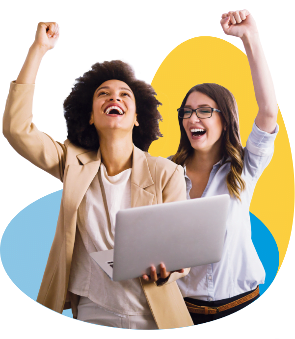 cheering office staff